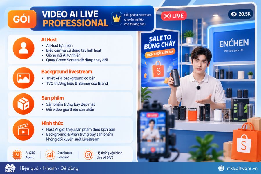 Gói AI live chuyên nghiệp kèm TVC 