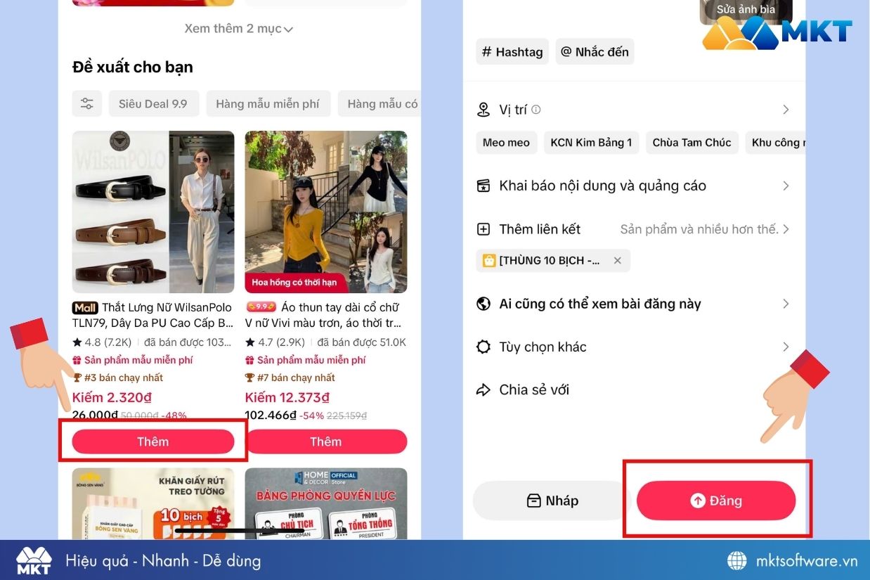 Chọn sản phẩm và đăng video