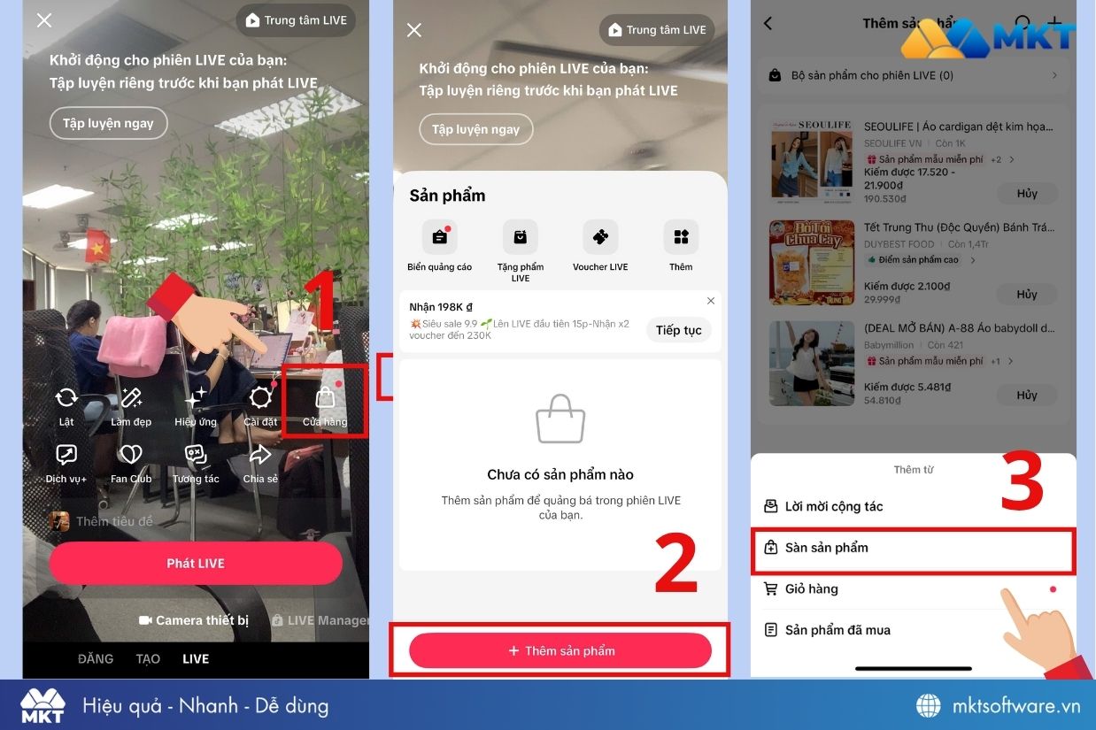 Liên kết sản phẩm TikTok Shop trong phiên LIVE
