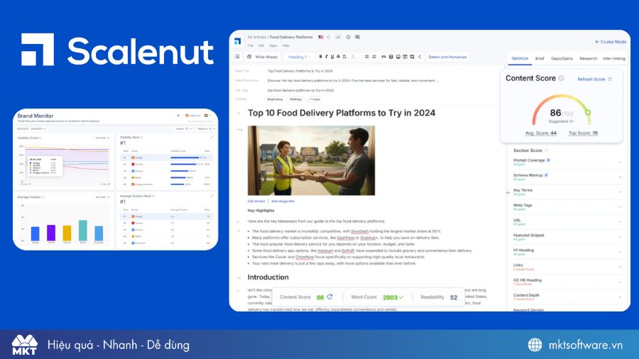 Scalenut – Phần mềm SEO Content kết hợp GEO và AI Visibility 