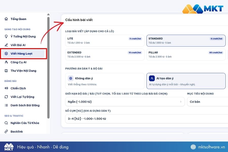 Tính năng AI viết bài SEO hàng loạt Tính năng AI viết bài SEO hàng loạt