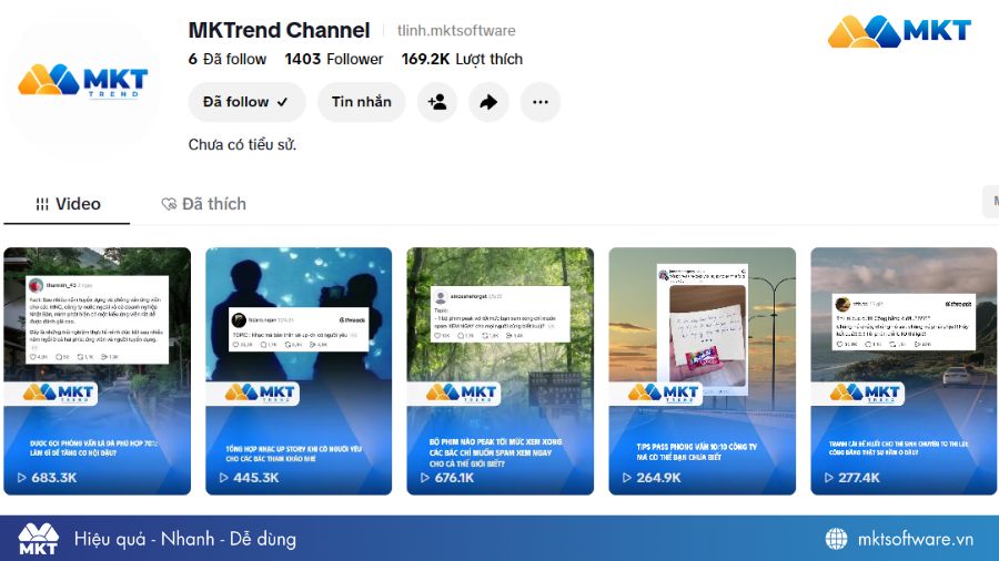 Kênh TikTok lên xu hướng với video hàng trăm nghìn view