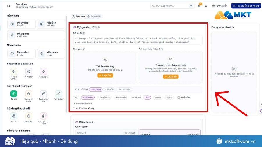 Tải ảnh để Xây kênh AI tạo video AI từ hình ảnh