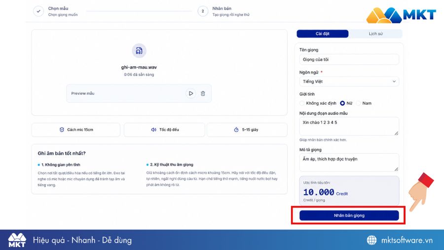 Nhân bản giọng nói từ giọng mẫu gốc