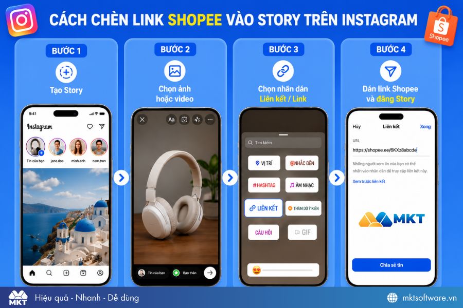 Cách gắn link Shopee trên story Instagram