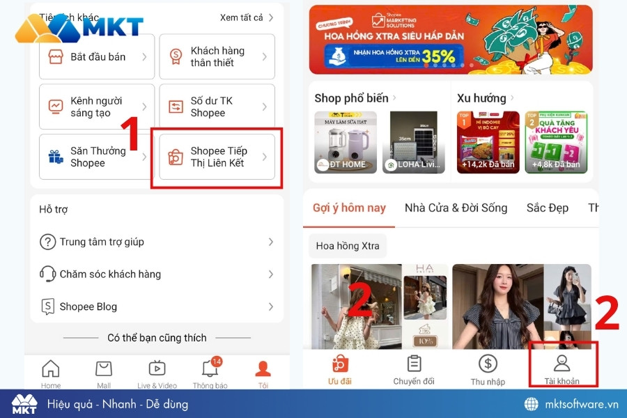 Vào Shopee tiếp thị liên kết