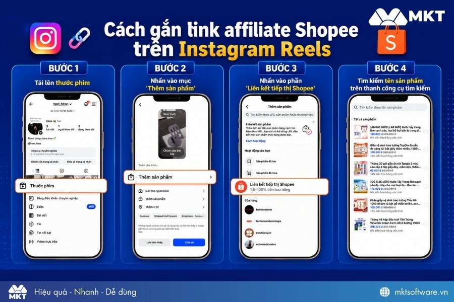 Gắn link affiliate Shopee trên Instagram Reels