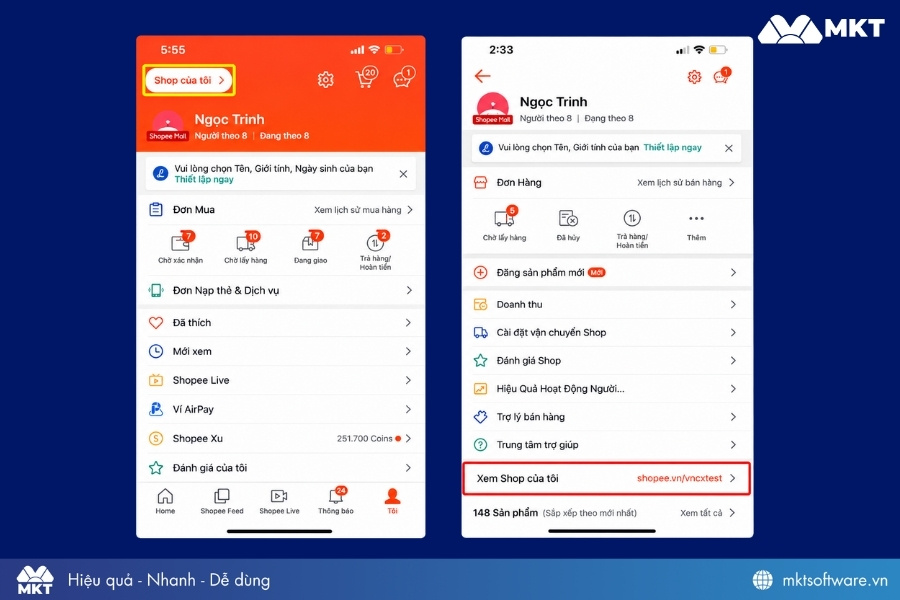 Lấy link shop trên Shopee