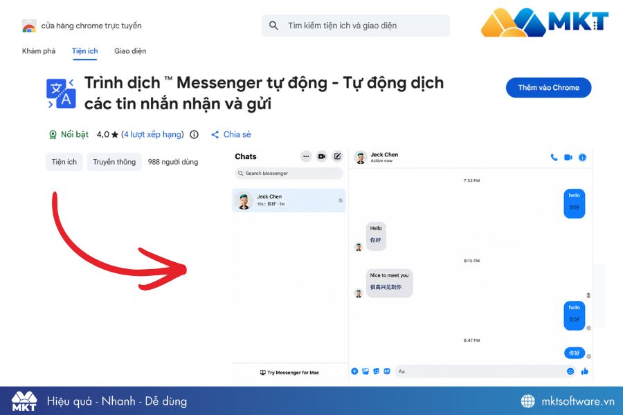 Dịch tin nhắn Messenger trên máy tính bằng tiện ích