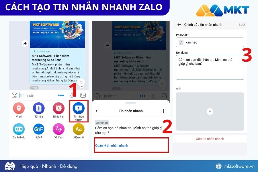 Cách tạo tin nhắn nhanh Zalo trên điện thoại