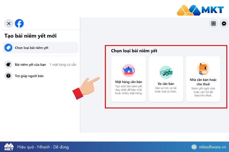 Chọn loại sản phẩm muốn bán trên Facebook Chọn loại sản phẩm muốn bán trên Facebook