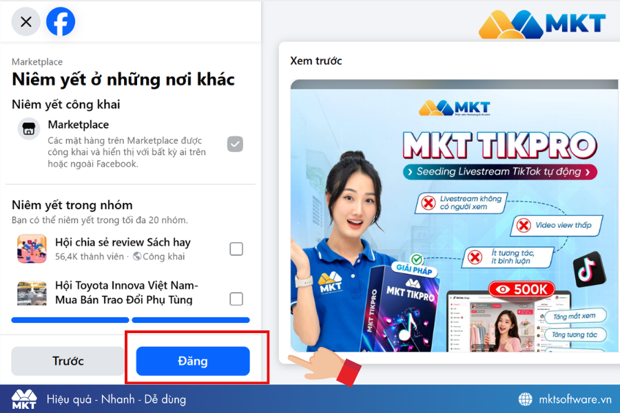 Đăng bài lên Marketplace để bán hàng Đăng bài lên Marketplace để bán hàng