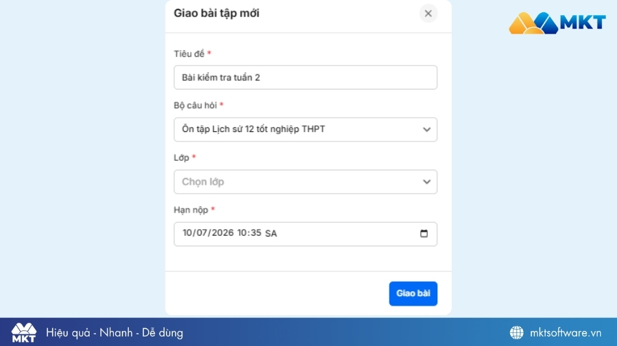 Tạo bài tập cho học sinh sau khi tạo đề kiểm tra bằng AI