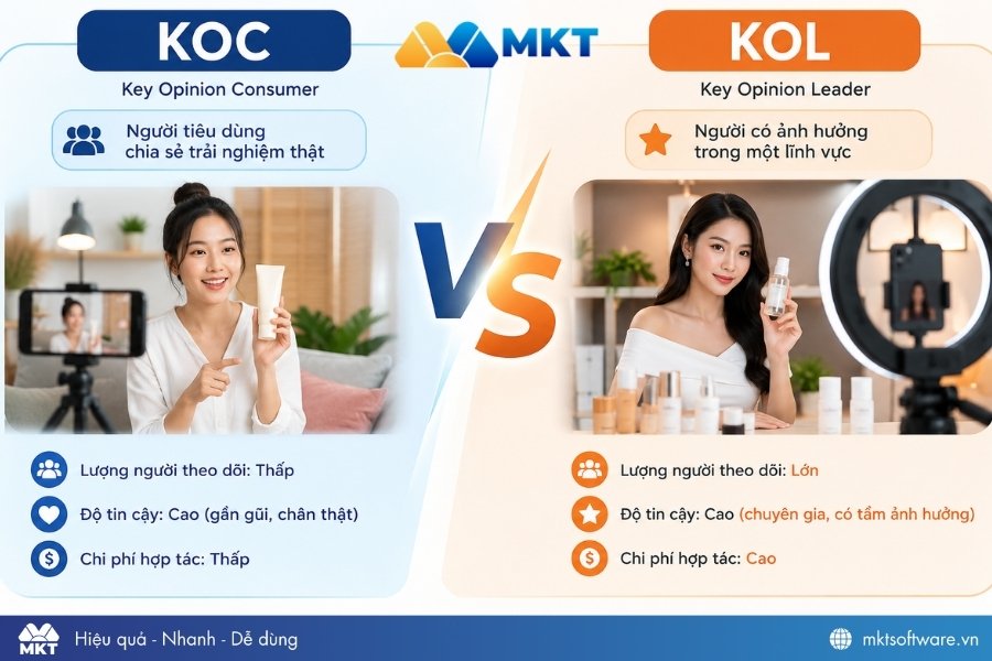 Sự khác biệt giữa KOC và KOL Sự khác biệt giữa KOC và KOL