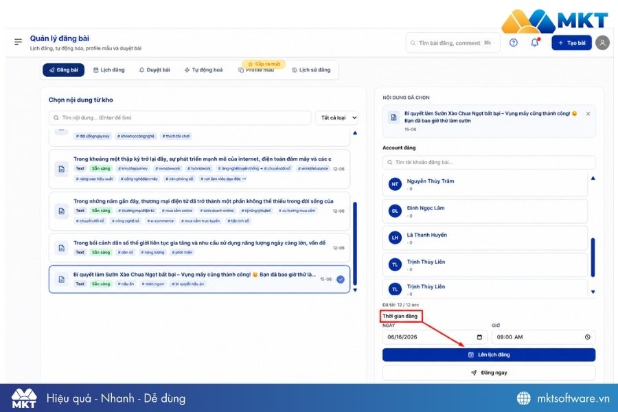 Tính năng đăng bài Facebook tự động của VI KOL