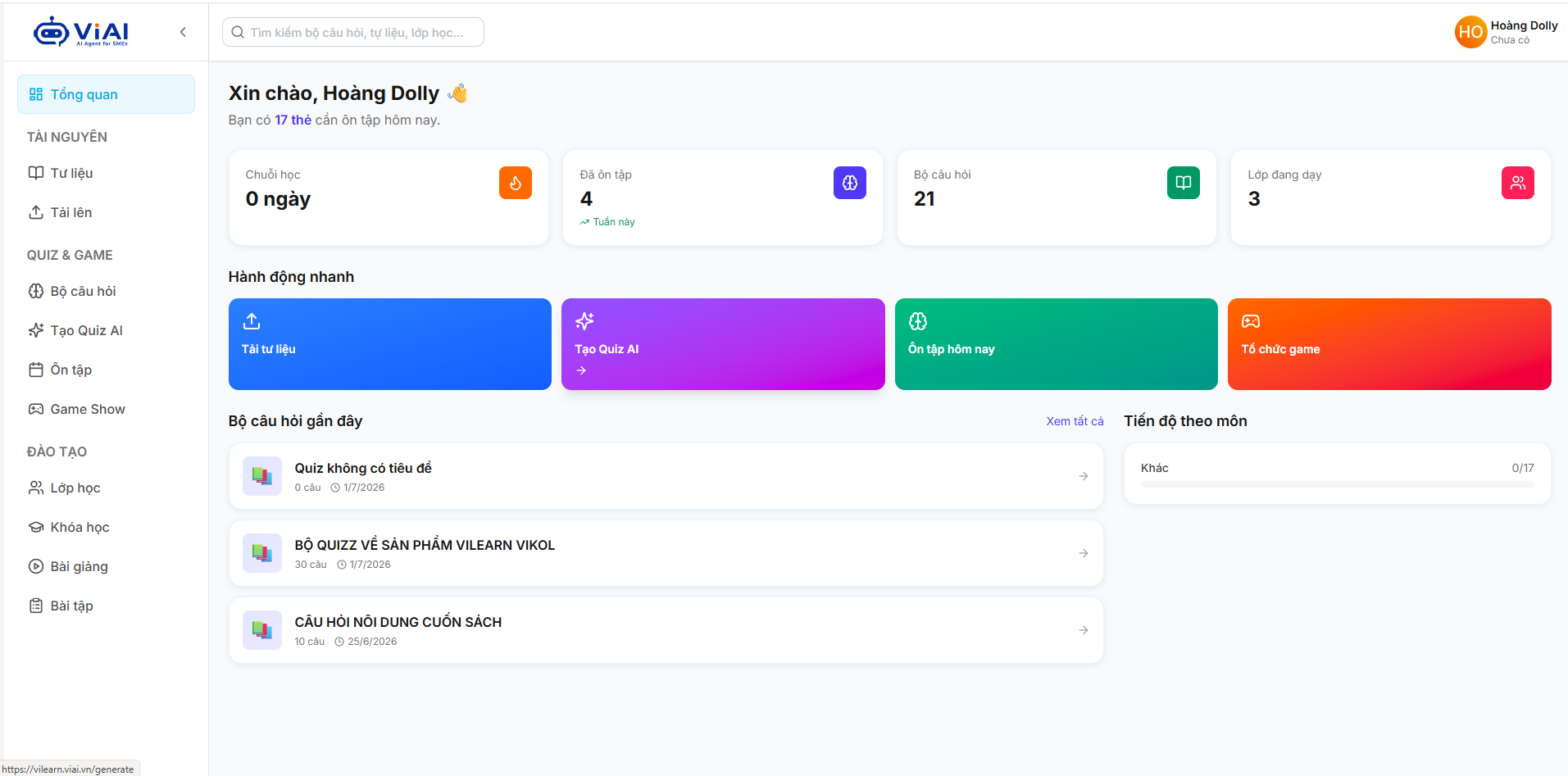 Dashboard và báo cáo kết quả học tập real time