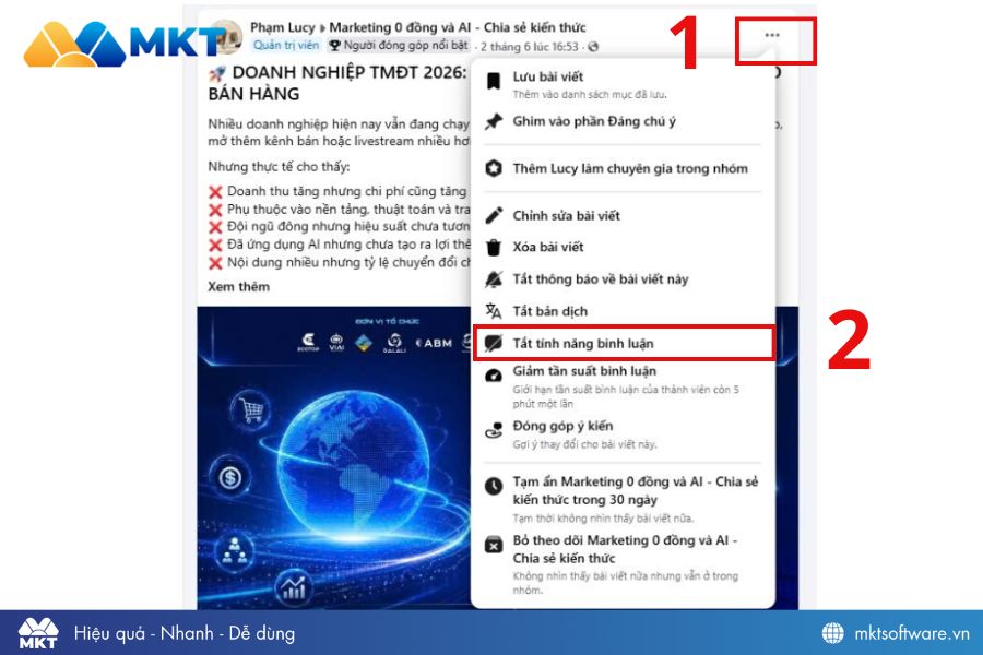 Cách tắt bình luận Facebook đối với bài viết trên group