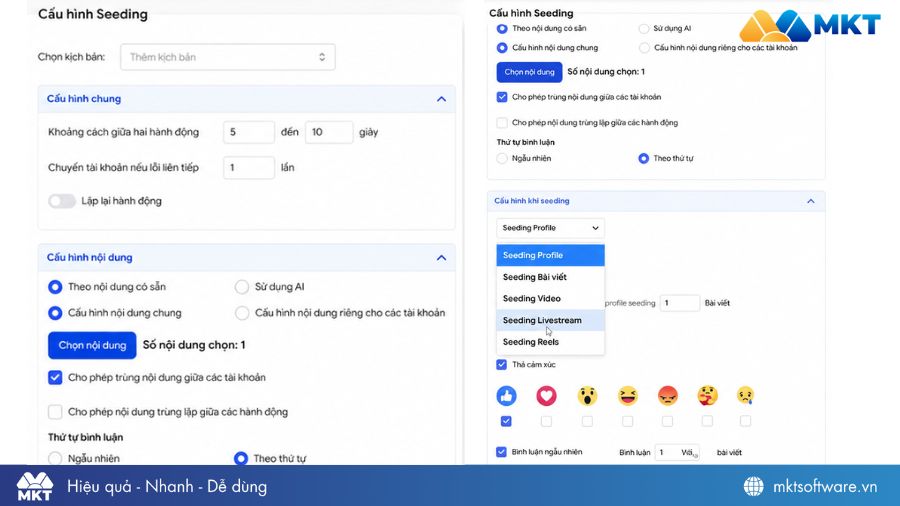 Cài đặt cấu hình seeding tăng tương tác Facebook