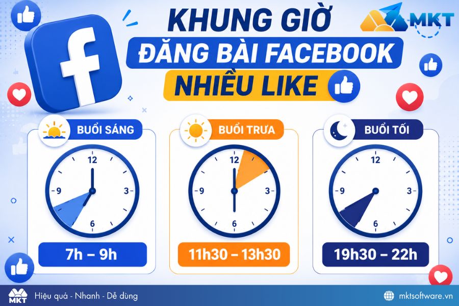 Khung giờ đăng bài Facebook nhiều like (Tham khảo)