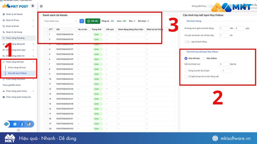 3 Bước hủy kết bạn Facebook tự động bằng MKT Post