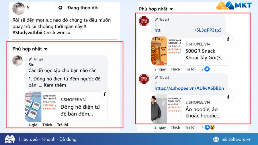 Tự động bình luận Facebook rải link tiếp thị liên kết