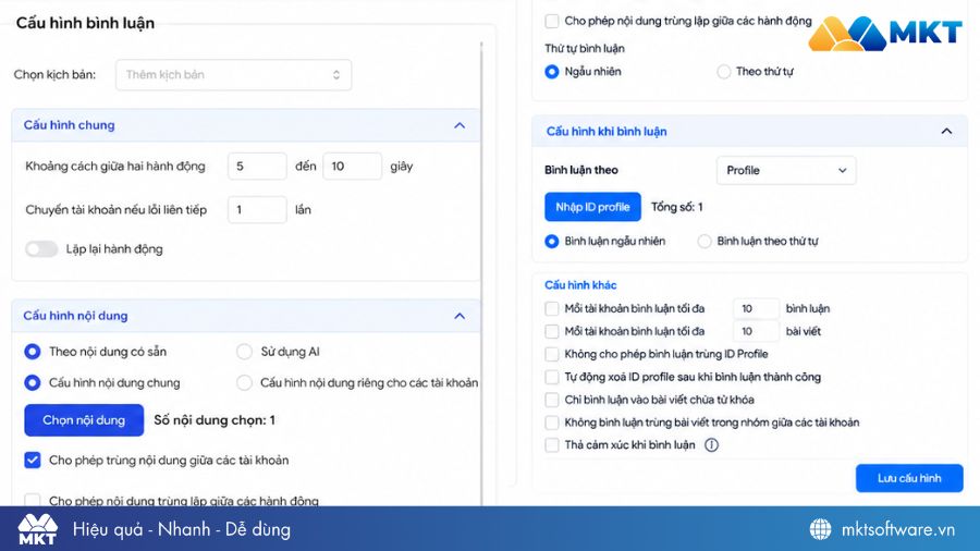 Thiết lập cấu hình tự động bình luận Facebook