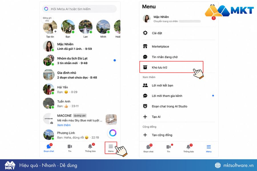 Cách xem lại inbox Facebook trong kho lưu trữ Facebook Messenger
