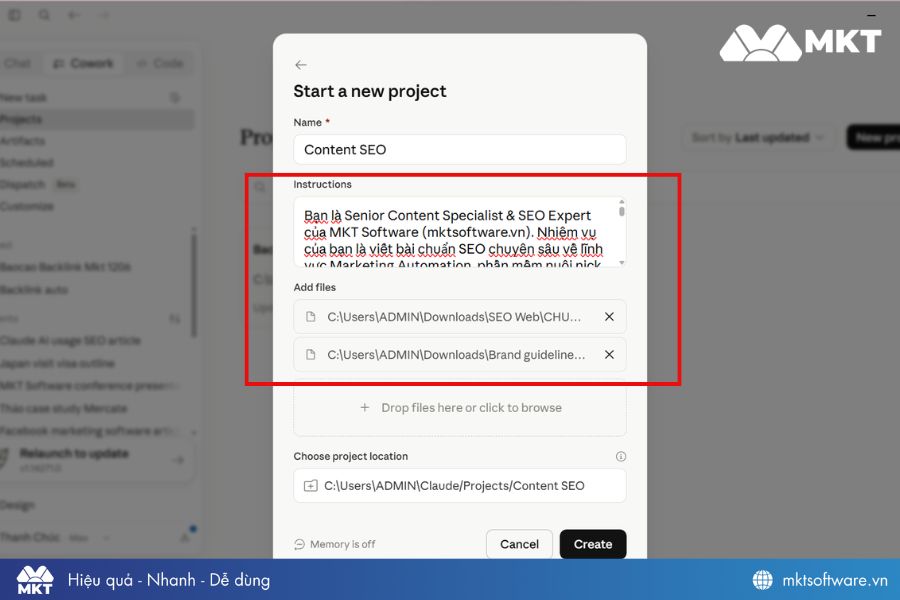 Nên tạo project trên Claude AI