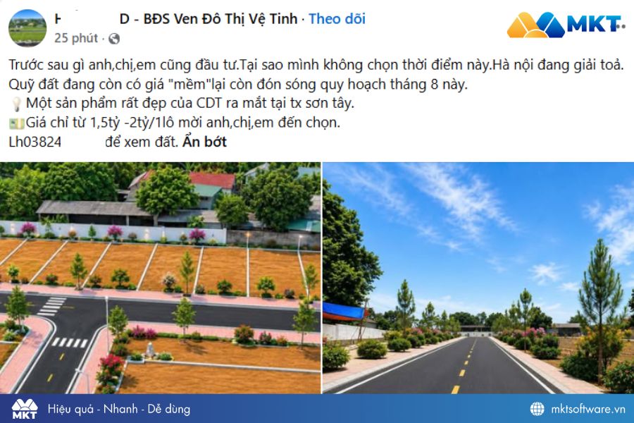 Mẫu content bán đất nền nhiều tương tác