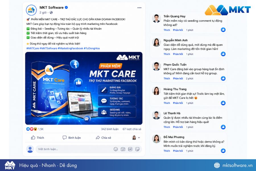 Các tool auto seeding comment giúp bình luận tự động tăng tương tác cho bài đăng Facebook