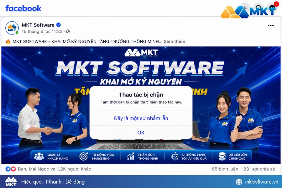 Facebook chặn like, bình luận do thao tác bất thường