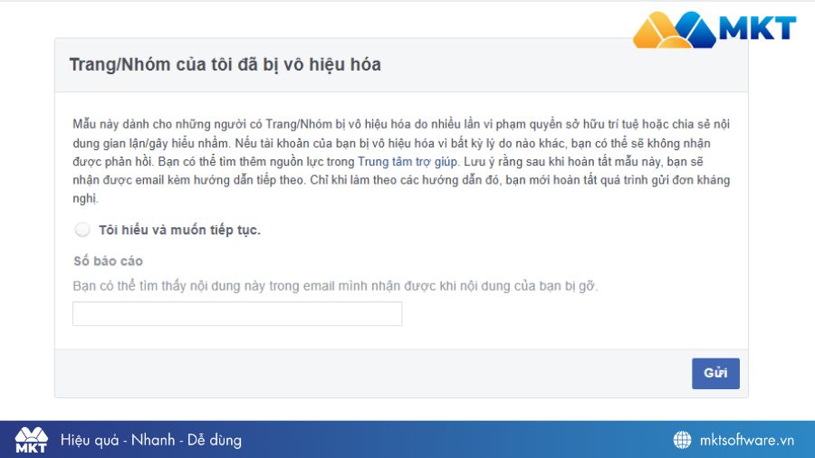 Link kháng nghị Fanpage bị vô hiệu hóa