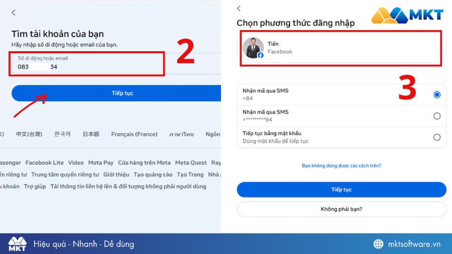 Nhập số điện thoại tìm tài khoản để tìm FB qua SĐT free