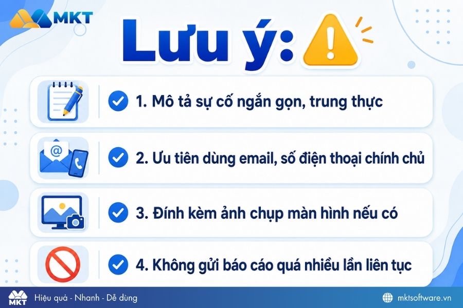Lưu ý khi báo cáo sự cố bằng link 755