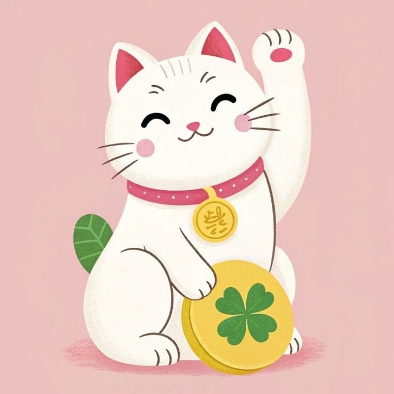 Avatar mèo thần tài vẫy tay, ôm đồng xu cỏ 4 lá Avatar mèo thần tài vẫy tay, ôm đồng xu cỏ 4 lá