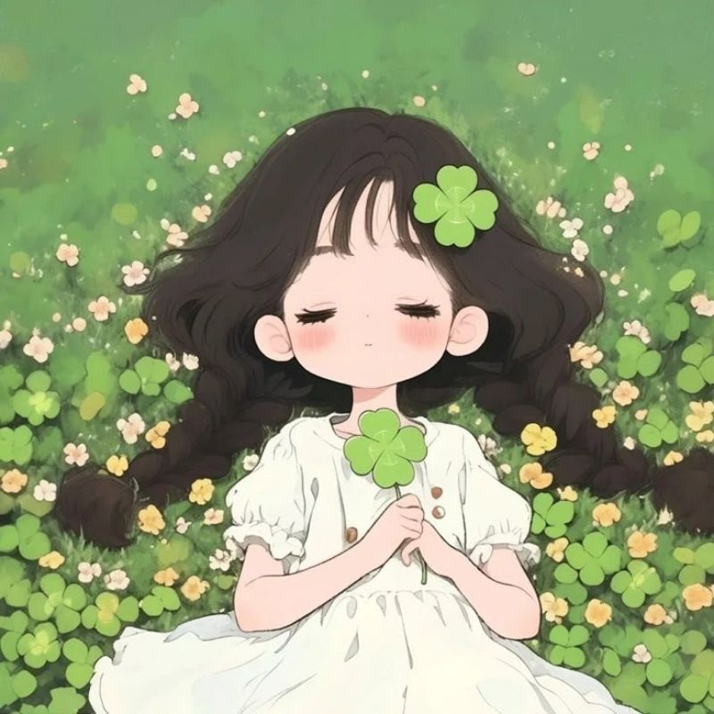 Avatar cô bé ôm cỏ 4 lá giữa vườn xanh Avatar cô bé ôm cỏ 4 lá giữa vườn xanh