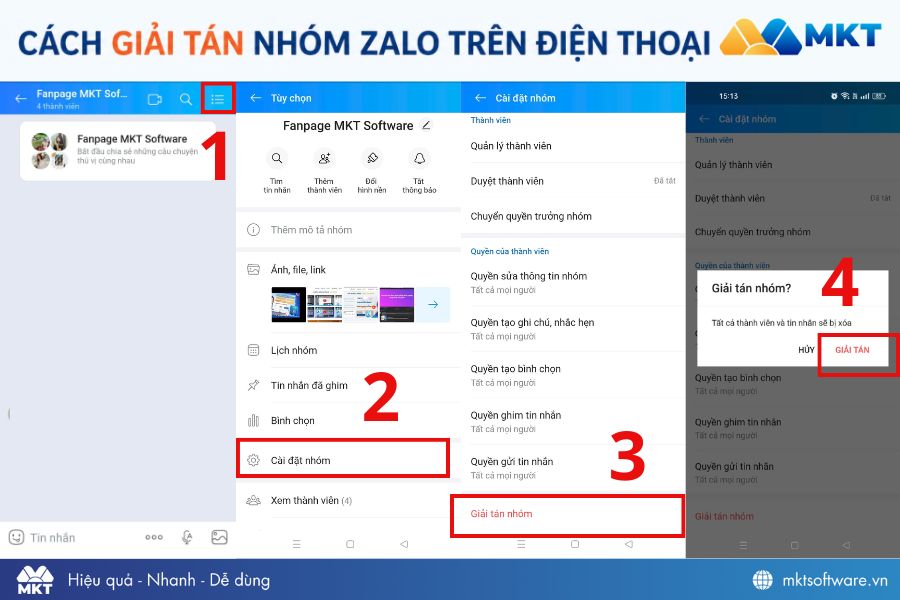 Cách giải tán nhóm trên Zalo điện thoại Cách giải tán nhóm trên Zalo điện thoại