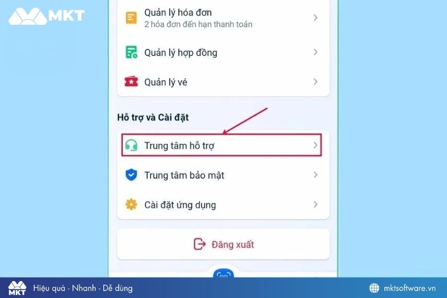 Bấm chọn “Trung tâm hỗ trợ” Bấm chọn “Trung tâm hỗ trợ”