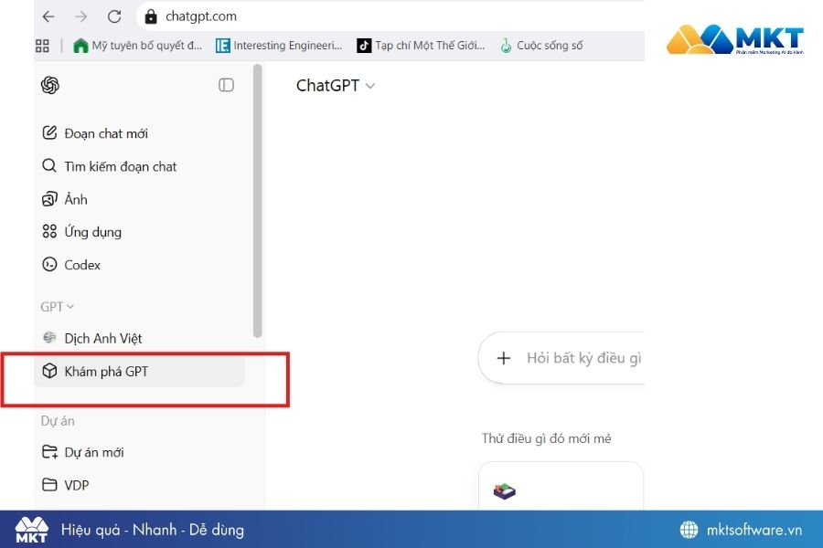 Chọn mục “Khám phá GPT”