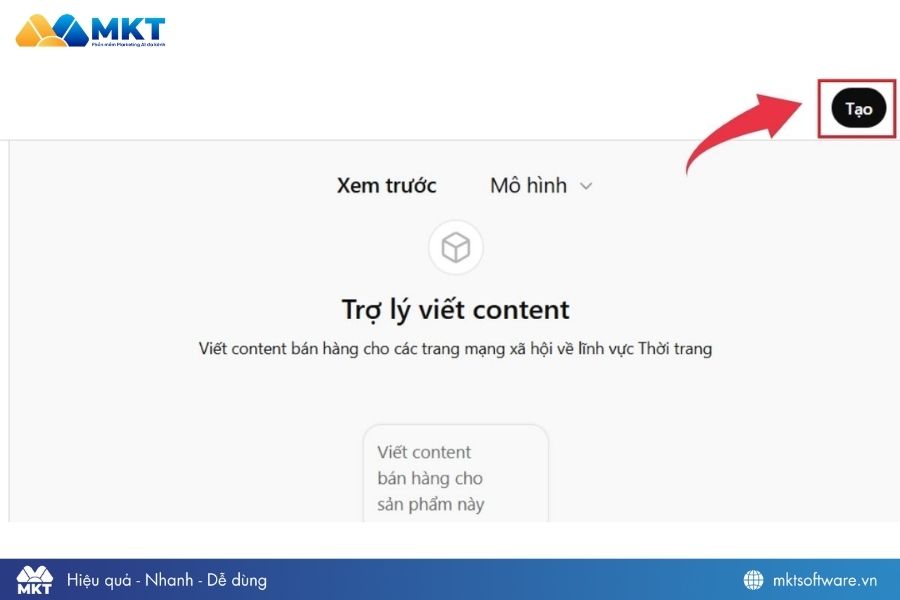 Nhấn “Tạo” để hoàn tất