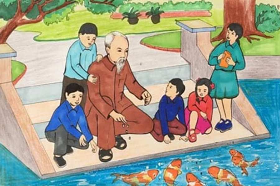 Hình vẽ Bác Hồ với thiếu nhi (Sưu tầm)