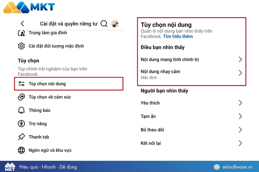 Cài đặt tùy chọn nội dung hiển thị trên Facebook