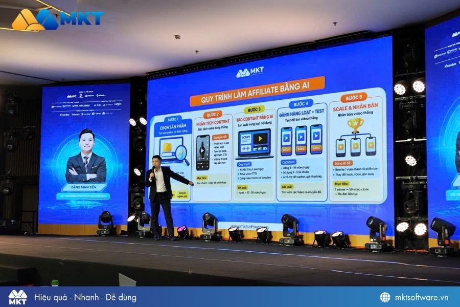 Quy trình làm affiliate bằng AI được CCO MKT Software chia sẻ tại sự kiện