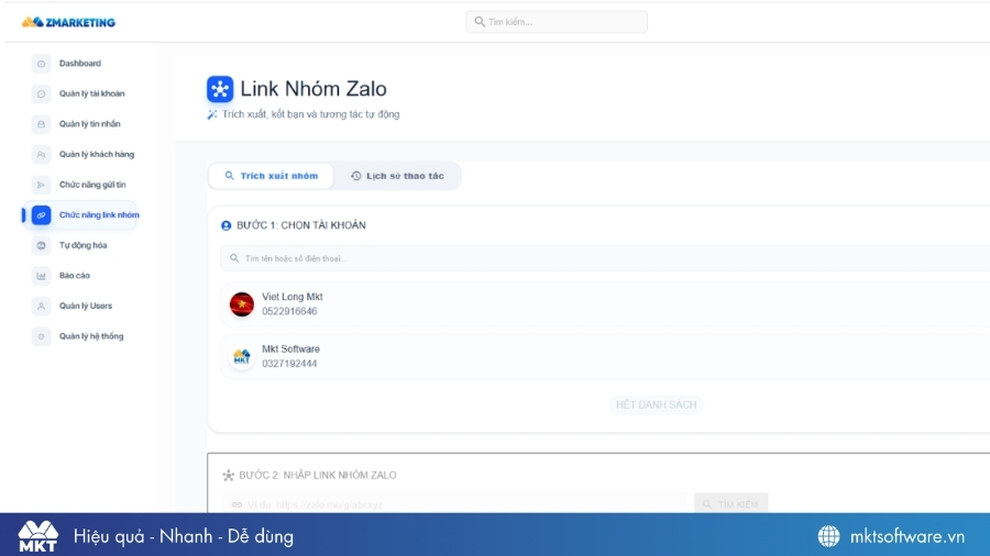 Tính năng quản lý link nhóm Zalo