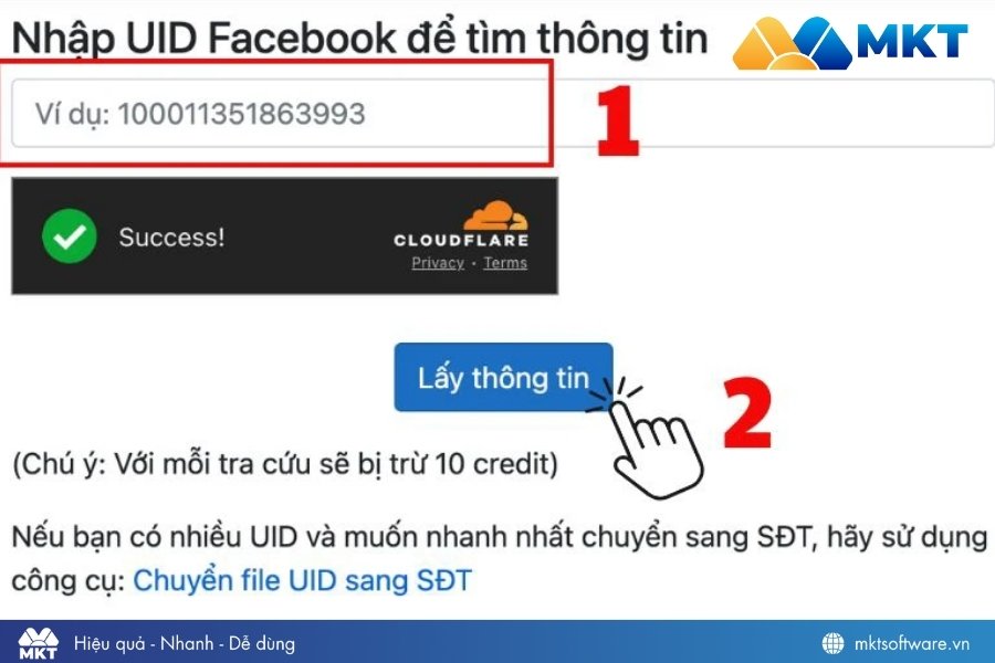 Dùng tool chuyển UID Facebook sang số điện thoại