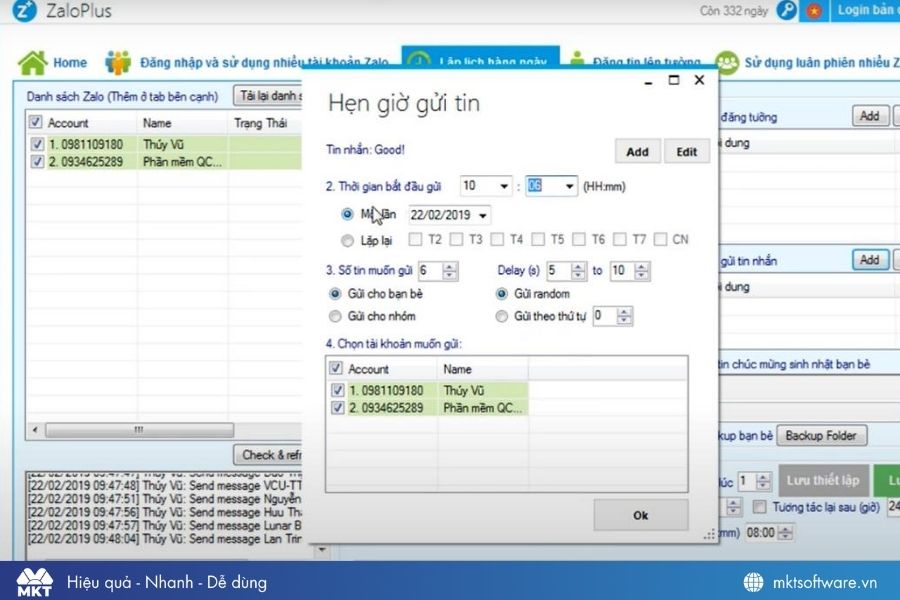 Chọn tính năng lập lịch gửi tin nhắn Zalo trên Zalo Plus