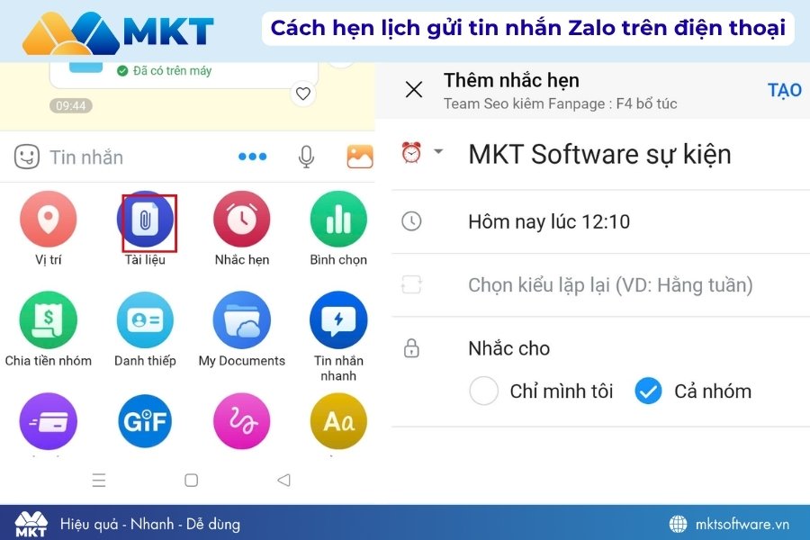 Cách hẹn giờ gửi tin nhắn Zalo trên điện thoại 