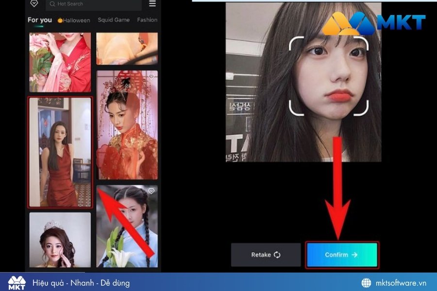 Chọn video muốn ghép và tải gương mặt của bạn lên