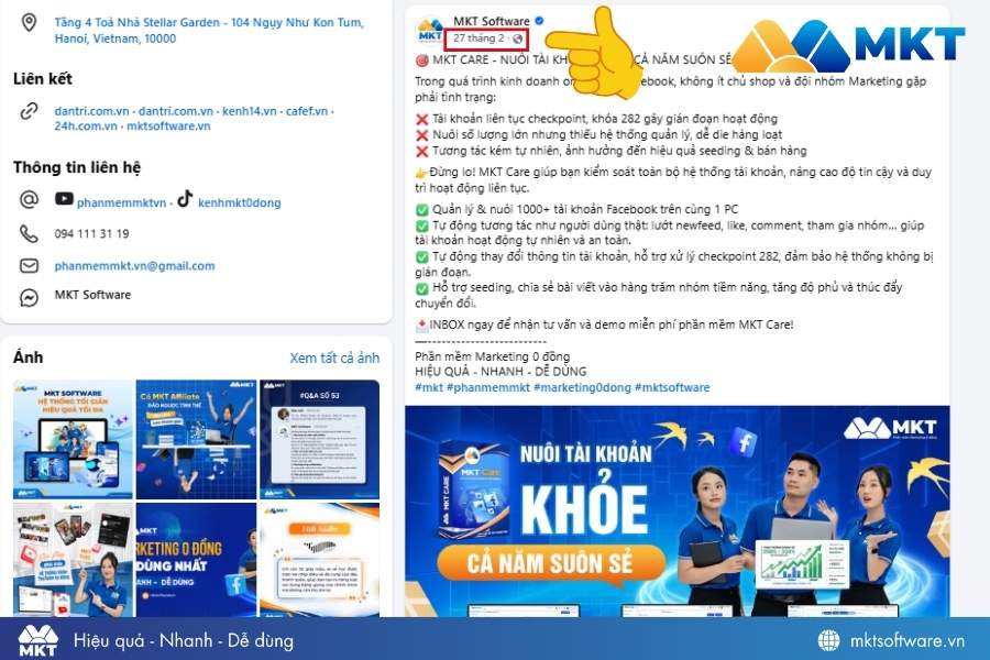 Click vào thời gian đăng bài