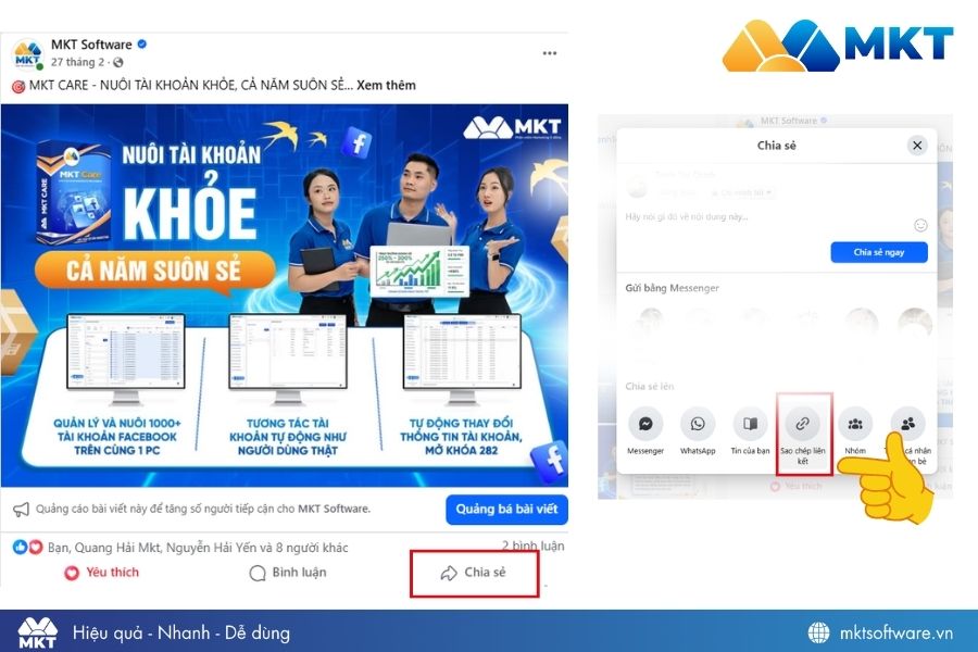 Sao chép liên kết bài viết trên page muốn lấy ID